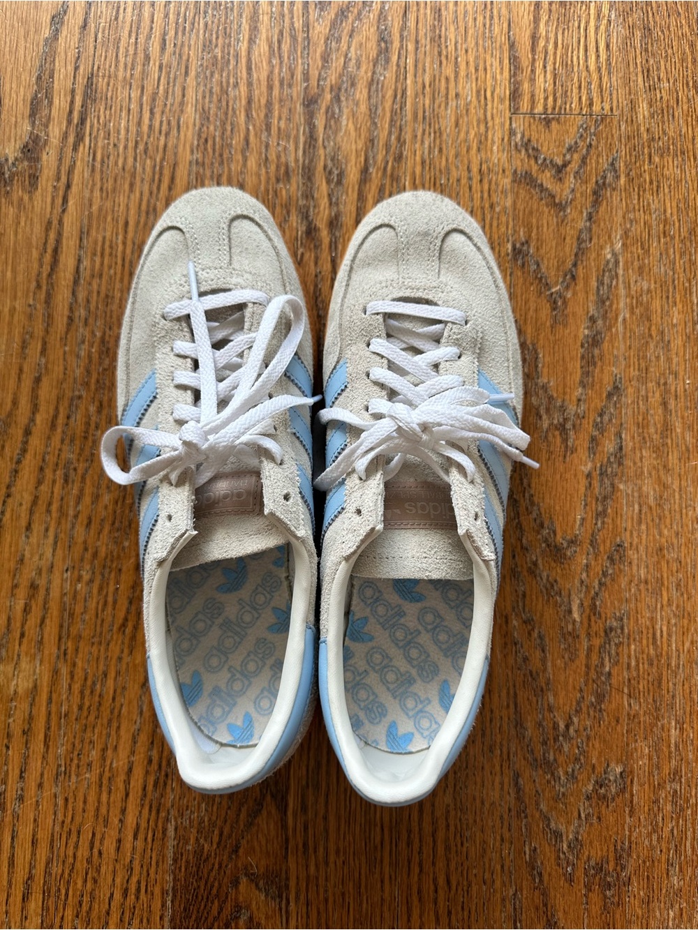 adidas Women's size 9 Handball Spezial Beige and Blue Sneakers - Picture 2 of 5